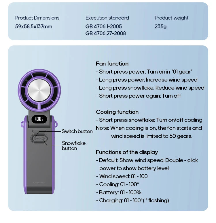 Foldable Rechargeable Fan (3600mAh)